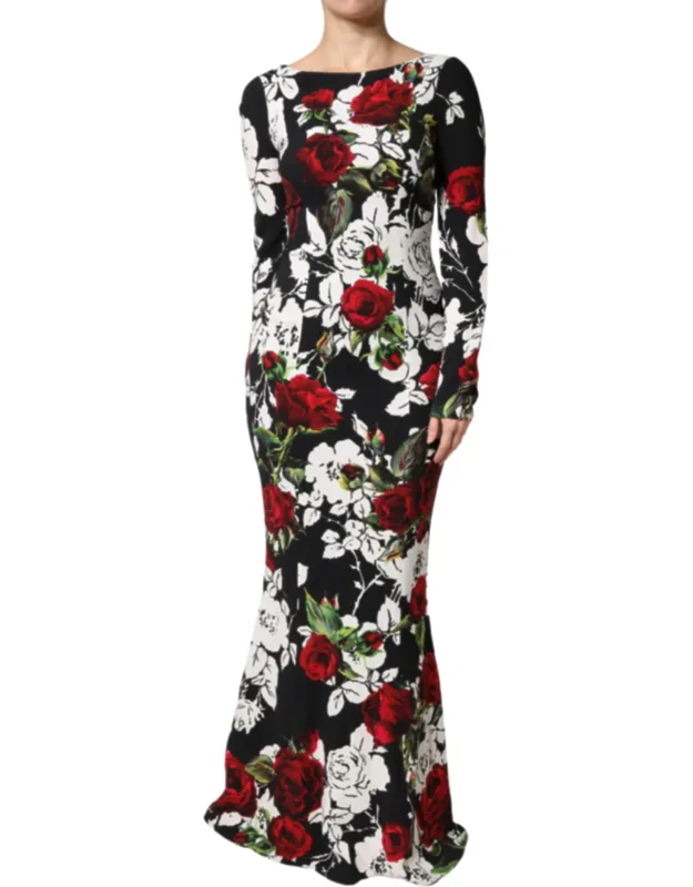 Floral Viscose Bodycon Long Gown Dress
