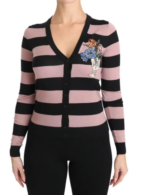 Floral Cashmere Cardigan Sweater