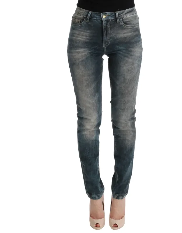 Blue Wash Cotton Blend Slim Fit Jeans