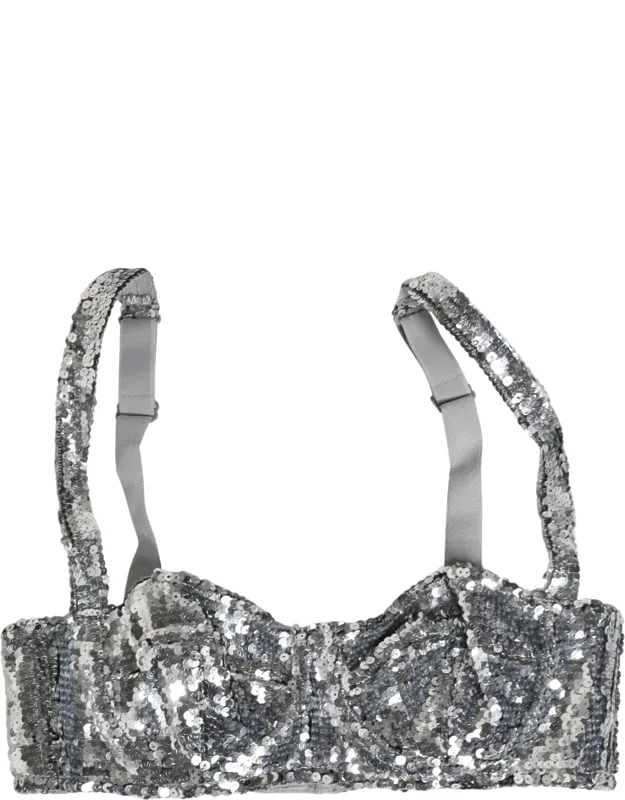 Silver Sequined Balconnet Bra
