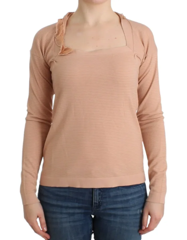 Wool Blend Striped Long Sleeve Top