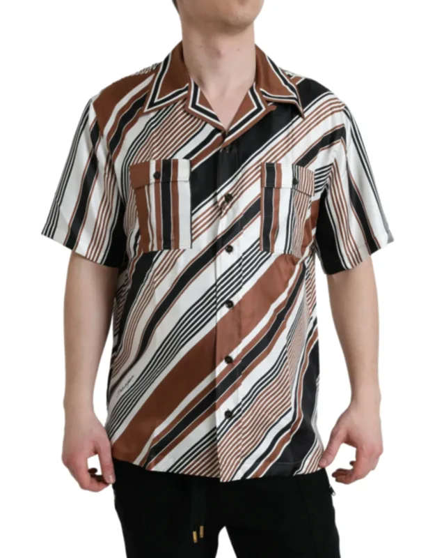 Silk Striped Short Sleeve Shirt
