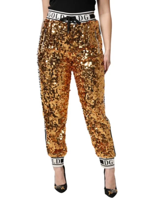 Metallic Gold Sequined Jogger Pants