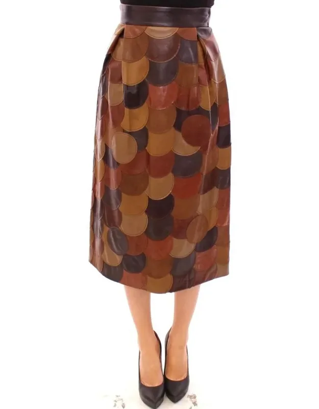 Lamb Leather Midi Skirt