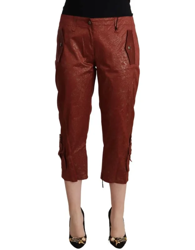 Lurex Mid Waist Cotton Cropped Capri Pants