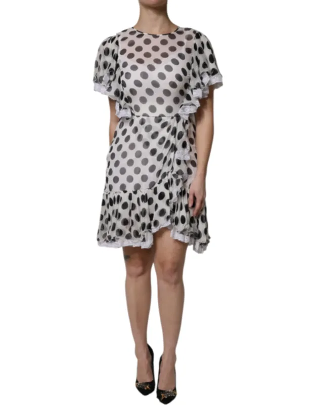 Polka Dotted Silk Blend A-line Dress