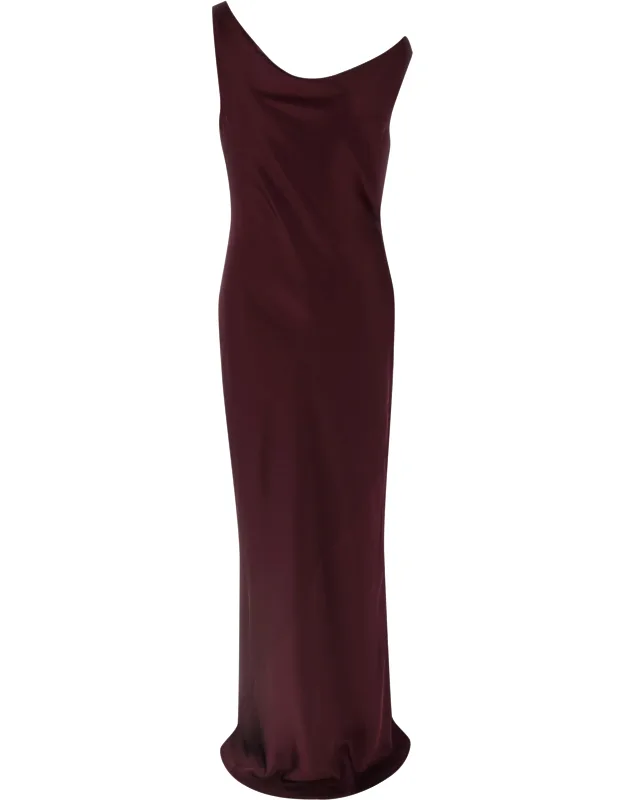 Bordeaux Polyester Long Dress