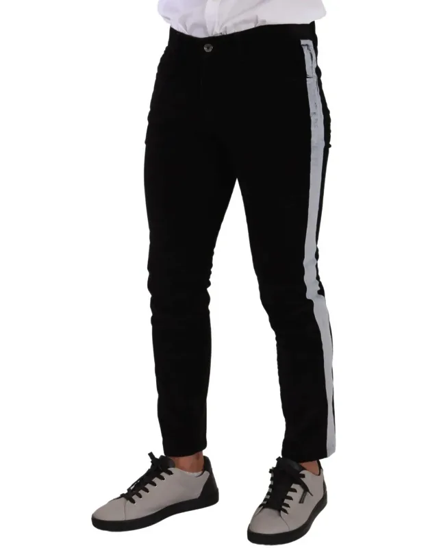 Black Cotton Stretch Skinny Corduroy Jeans
