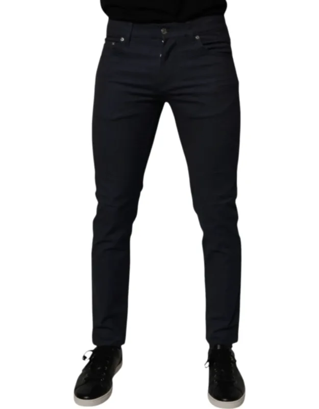 Dark Blue Cotton Stretch Skinny Denim Jeans
