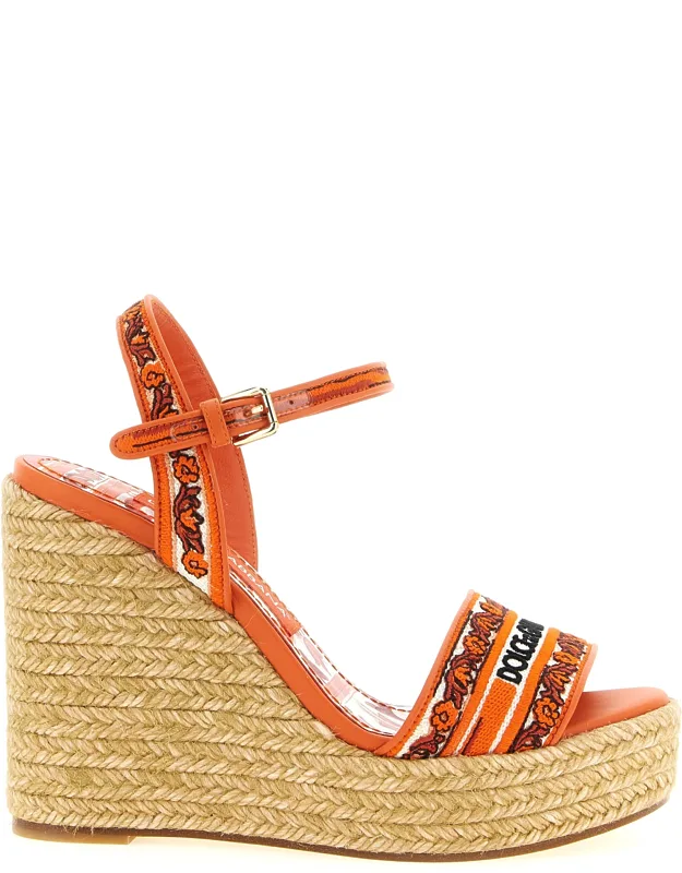 Cotton Wedge Sandals