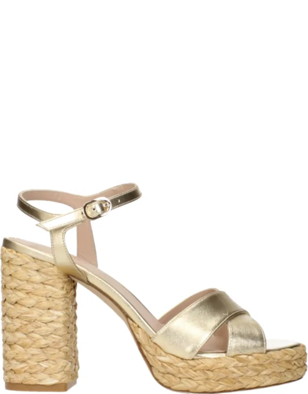 Gold Leather Platform Sandals