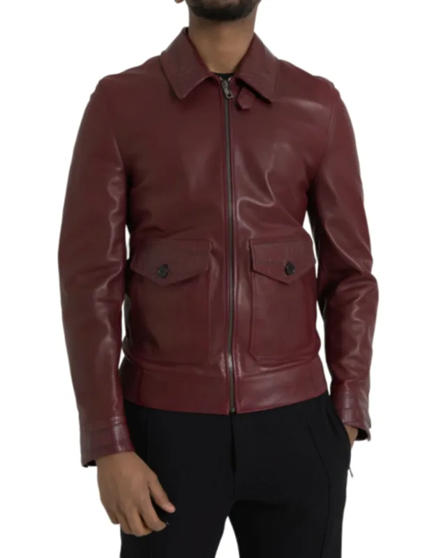 Exotic Leather Zip Biker Coat