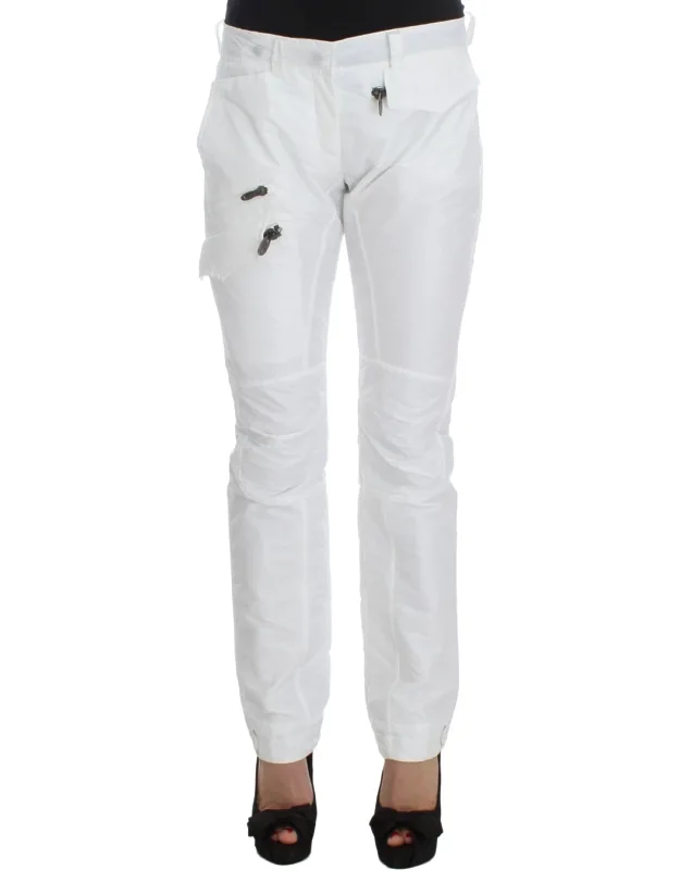White Nylon Padded Slim Fit Cargo Pants