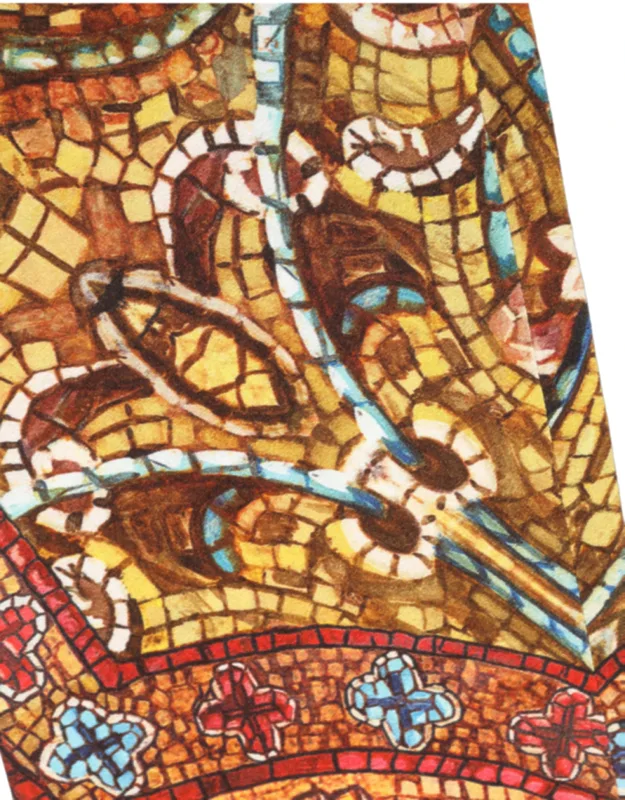 Multicolor Mosaic Print Crepe Cropped Trouser Pants