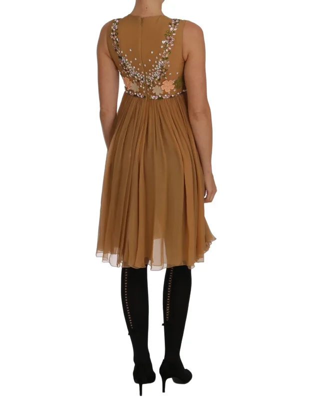 Crystal Silk Gold A-line Gown