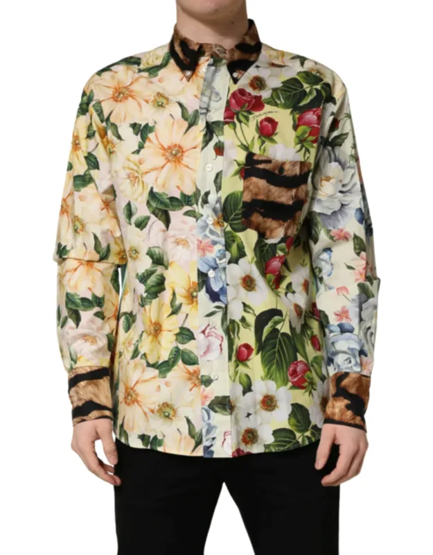Floral Animal Print Collared Shirt