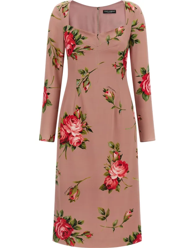 Multicolor Silk Midi Dress