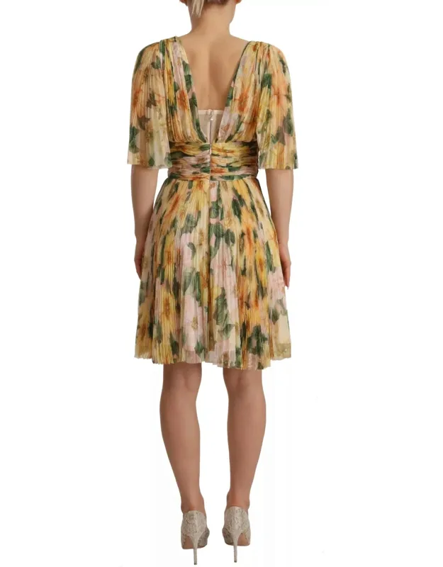 Floral Print Pleated Maxi Dress