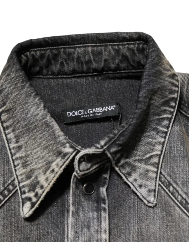 Washed Cotton Snap Long Sleeve Casual Shirt
