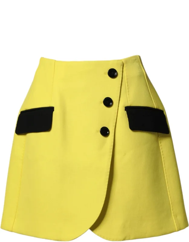 Wool Buttoned High Waist Mini Skirt
