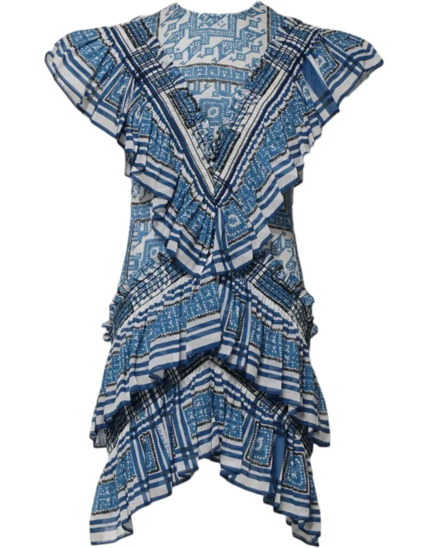 Patterned Layered Short Sleeve Mini Dress
