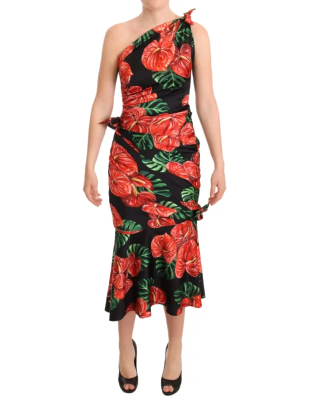 Floral Print Draped Dress