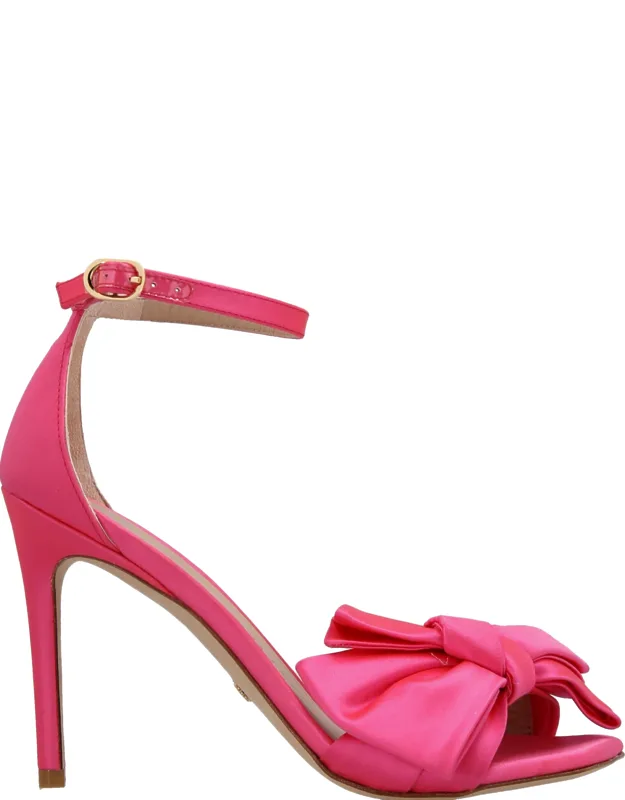 Fuchsia Satin Stiletto Heel Sandals