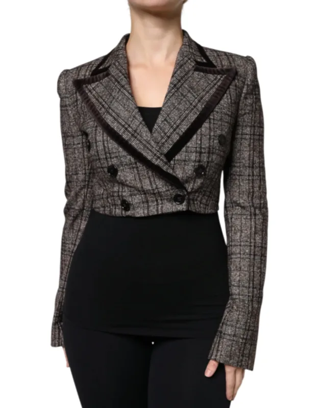 Plaid Long Sleeve Cropped Coat