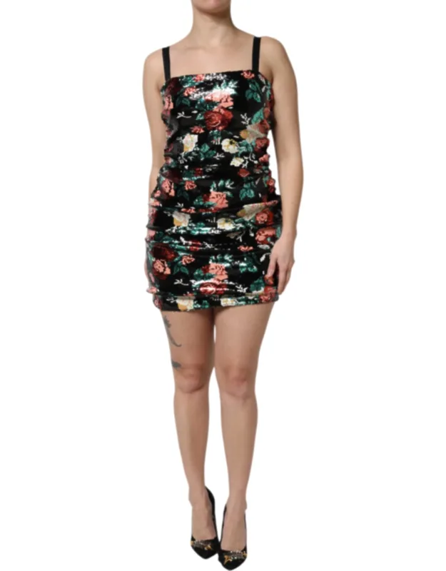 Floral Sequin Sleeveless Sheath Dress