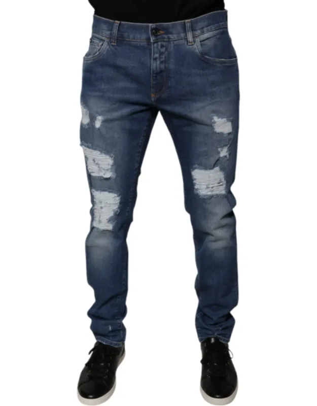 Tattered Skinny Denim Jeans