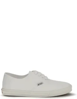 White Cotton Low Top Sneakers