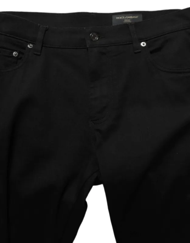 Black Cotton Stretch Skinny Denim Jeans