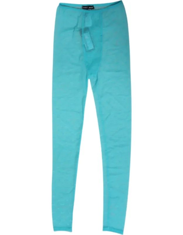 Light Blue Nylon Logo Lace Leggings