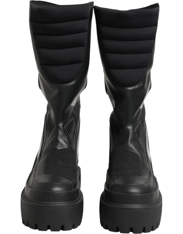 Mid Calf Biker Boots