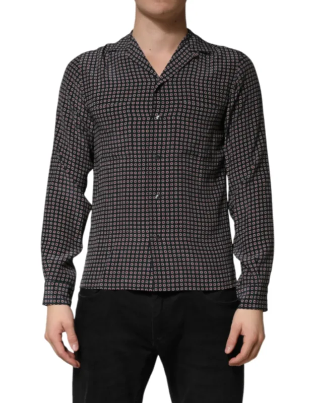 Patterned Silk Button Down Shirt