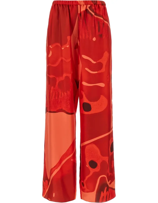 Multicolor Silk Casual Pants