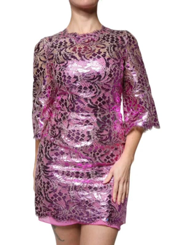 Metallic Floral Sheath Mini Dress