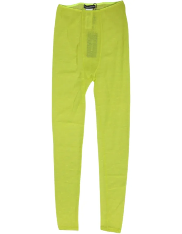 Neon Green Nylon Logo Lace Leggings