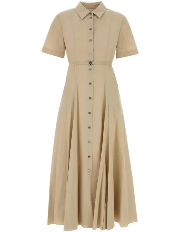 Sand Poplin Shirt Dress