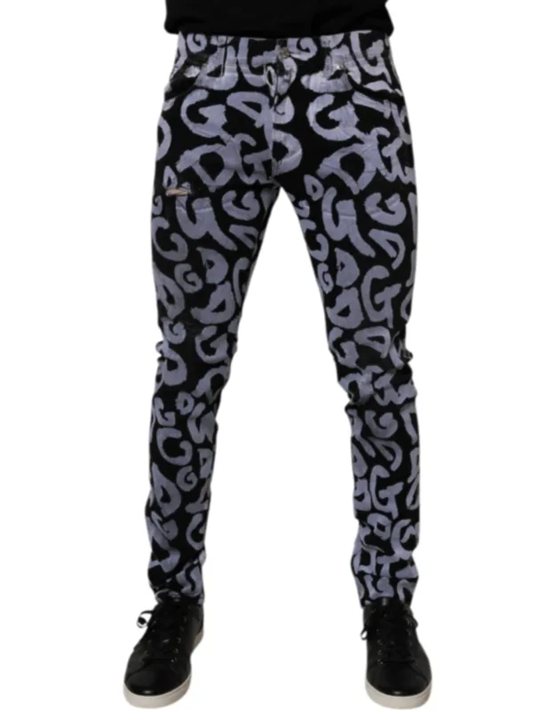 Logo Monogram Cotton Skinny Denim Jeans