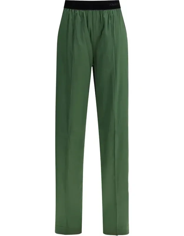 Bicolor Silk Casual Pants