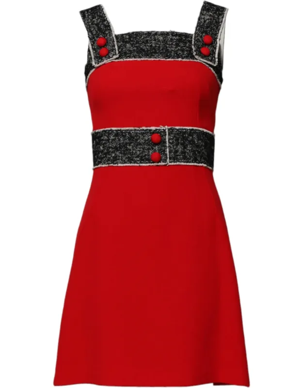Wool Sleeveless A-line Flared Mini Dress