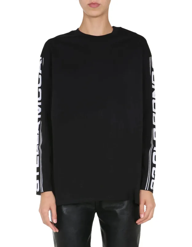 Round Neck T-shirt Long Sleeves Contrast Band