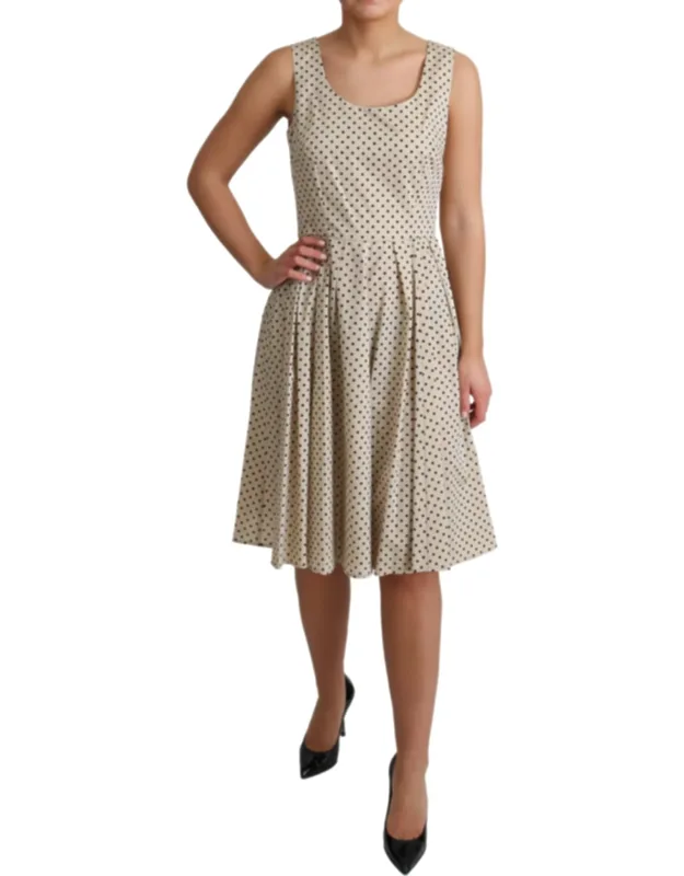 Polka Dotted Cotton A-line Dress