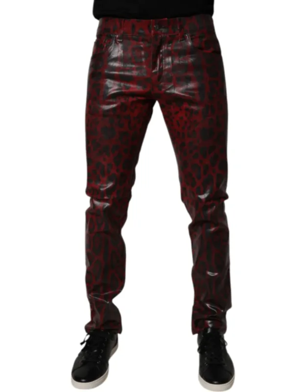 Leopard Cotton Skinny Denim Jeans