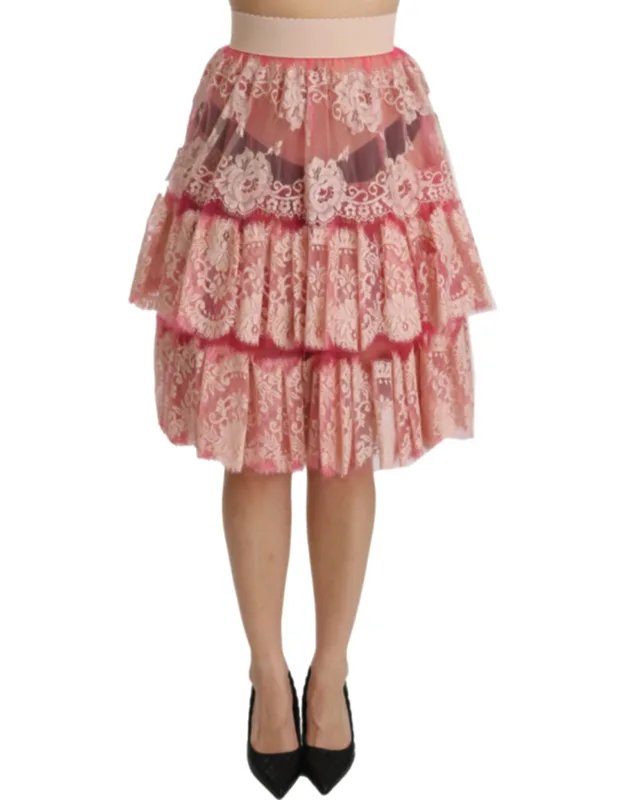Layered High Waist Knee Length Skirt