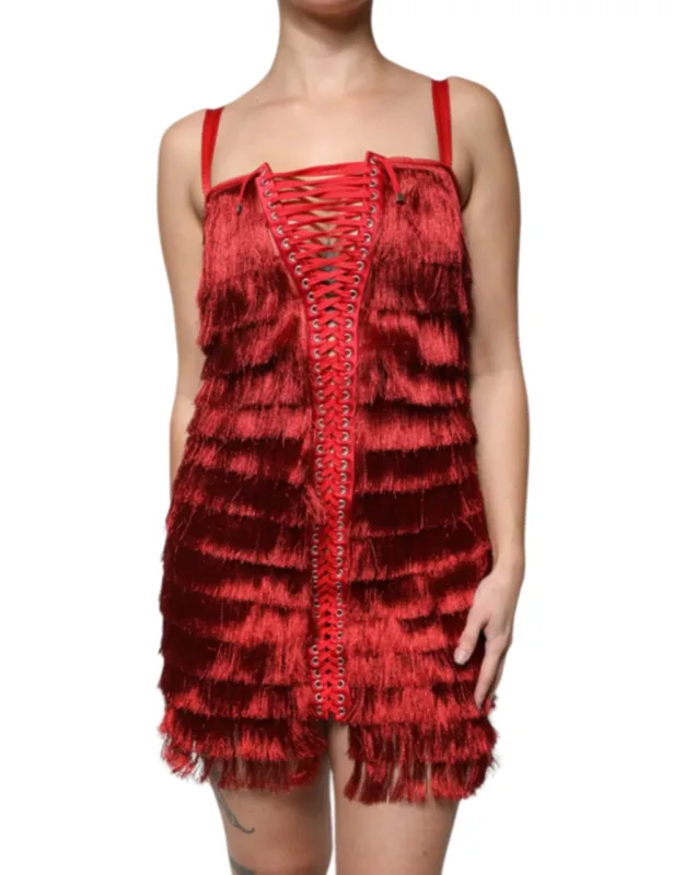 Lace Tassel Sleeveless Sheath Mini Dress