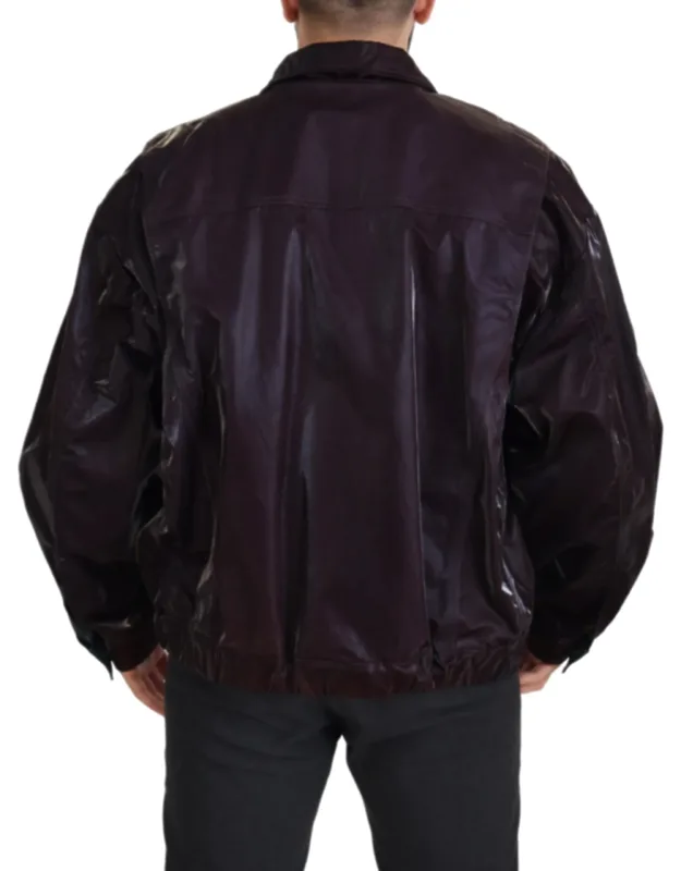 Bordeaux Nylon Collared Coat