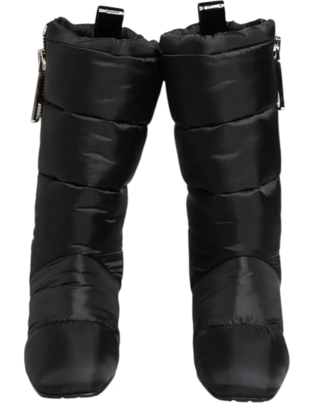 Padded Mid Calf Logo Heel Boots