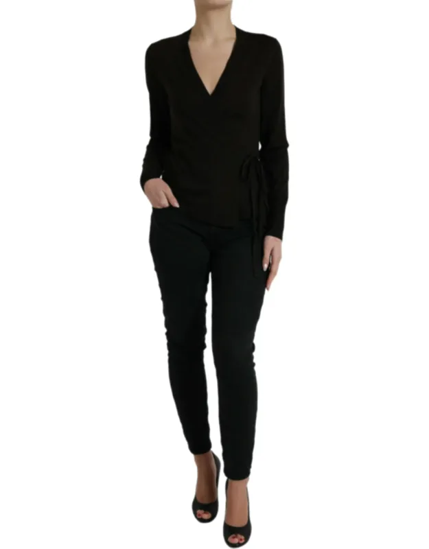Wool V-neck Crossed Cardigan Sweater